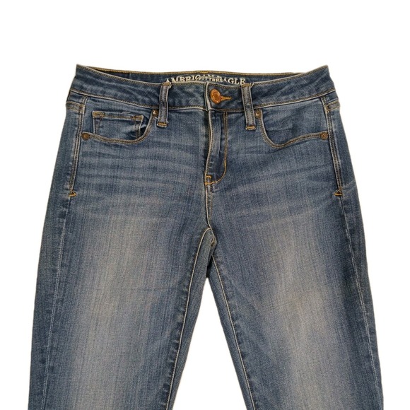 Women's Size 4 Short American Eagle Super Stretch Skinny Kick Blue Jeans (29x29) - Picture 2 of 9